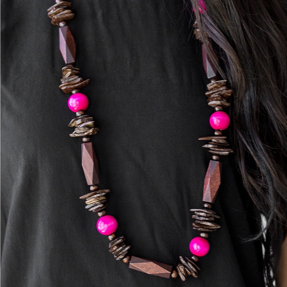 Wooden Necklace with Matching Earrings